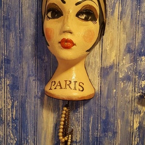 Mannequinhead / wig mannequin/ vintage mannequin / handpainted mannequin/ hat mannequim/ hooks/ accessories/ jewellery display / scarfs/