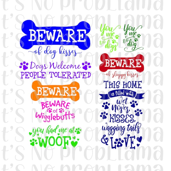 Dog Bundle | Wigglebutts | Dog Kisses | Sloppy Kisses | Wagging Tails | Digital File | svg, jpeg, png | Cricut, Silhouette, Cameo