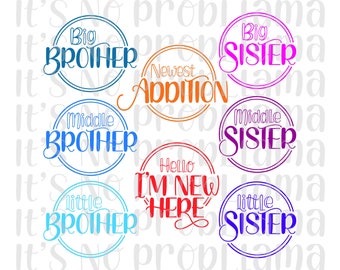 Big, Middle, and Little Brother/Sister | Sibling Shirts | Family Shirts | Growing Family | svg, jpeg, png | Cricut, Silhouette, Cameo