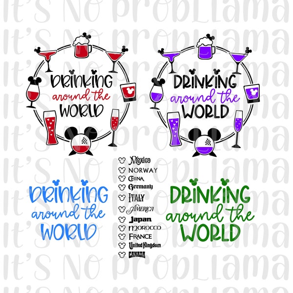 Drinking Around the World | Themed Drinks | Digital File | svg, jpeg, png | Cricut, Silhouette, Cameo