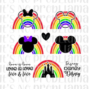 Regenbogen Mickey | Regenbogen Minnie | Regenbogen | Mickey | Minnie | Love is Love | Digitale Datei | svg, jpeg, png | Cricut, Silhouette, Cameo
