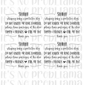 Bebé durmiente y perro protector / Perros Signo / Señal de la puerta principal / Archivo digital / svg