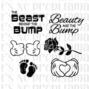 La Bella y la Barriga / La Bestia detrás de la Barriga / Embarazo / Archivo Digital / SVG, JPEG, PNG / Cricut, Silhouette, Cameo