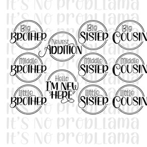 Grote, middelste en kleine broer/zus/neef | Shirts voor broers en zussen en nichtjes | Familieshirts | svg, jpeg, png | Cricut, Silhouet, Cameo