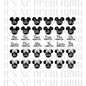 Da un mese a un anno / Baby Onesie / Monthly Baby Pictures / Mickey / Minnie / svg, png, jpeg / Cricut, Silhouette, Cameo