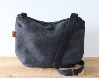 Slouchy Stonewashed Canvas Crossbody Bag for women and men. Casual Canvas Purse for everyday use.