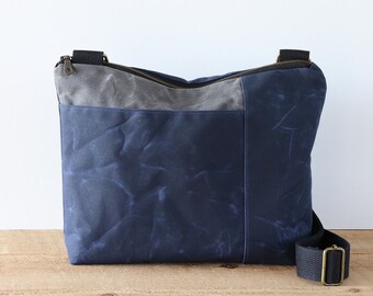 Large Waxed Canvas Crossbody Bag: Water Resistant Messenger Bag