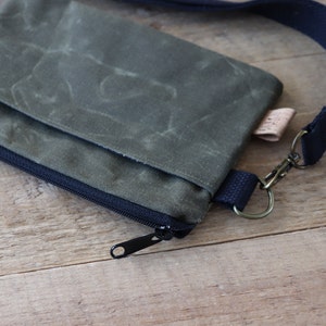 Small Slim Crossbody Belt Bag for Women and Men. Rustic Vegan Fanny Pack for outdoors, hiking, biking, walking. Water resistant Hip Bag. image 4