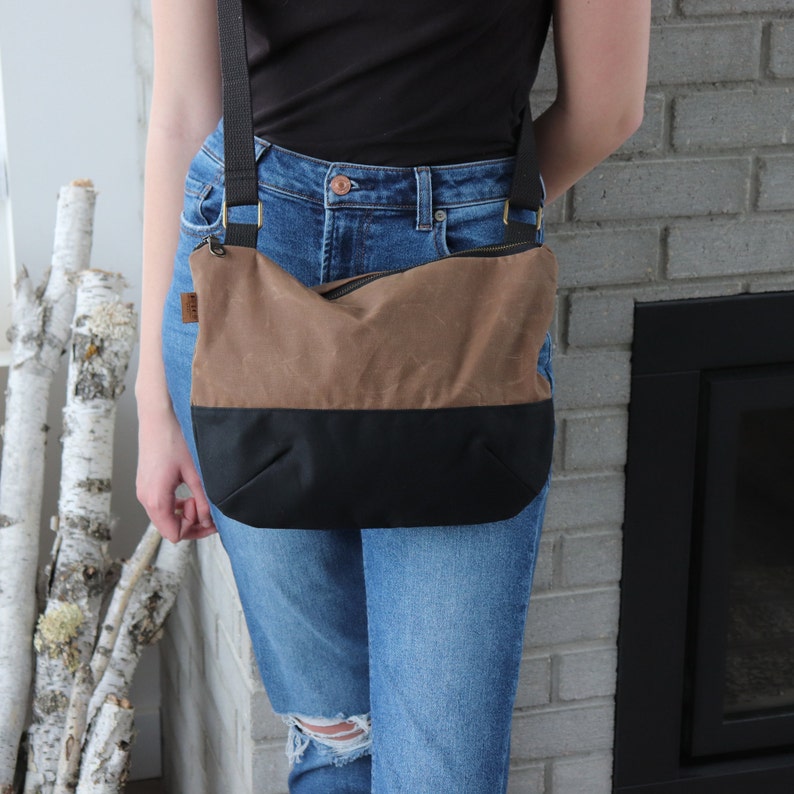 Slouchy Cross Body Bag for women and men. Large Waxed Canvas | Etsy