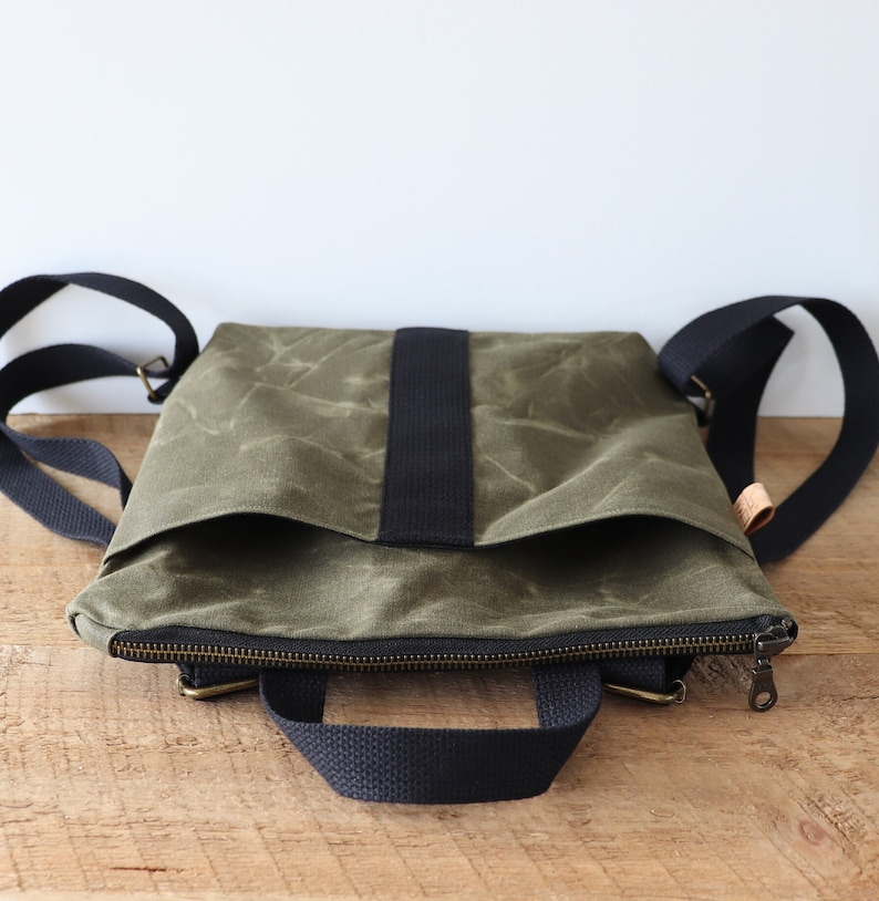 Waxed Canvas Backpack for women. Small Backpack Purse for women, teens, students. Mini Backpack Purse for hiking, travel, everyday. image 6