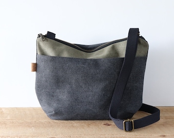 Slouchy Stonewashed Canvas Crossbody Bag for women and men. Casual Canvas Purse for everyday use.