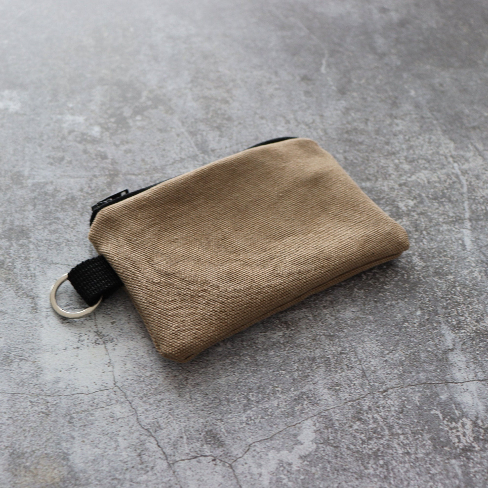 Set of 2 Holder Keychain Wallets with Zipper for Men and Women. Small Canvas Coin Pouch with Key ring.Gift for Dad, Boyfriend, Husband.