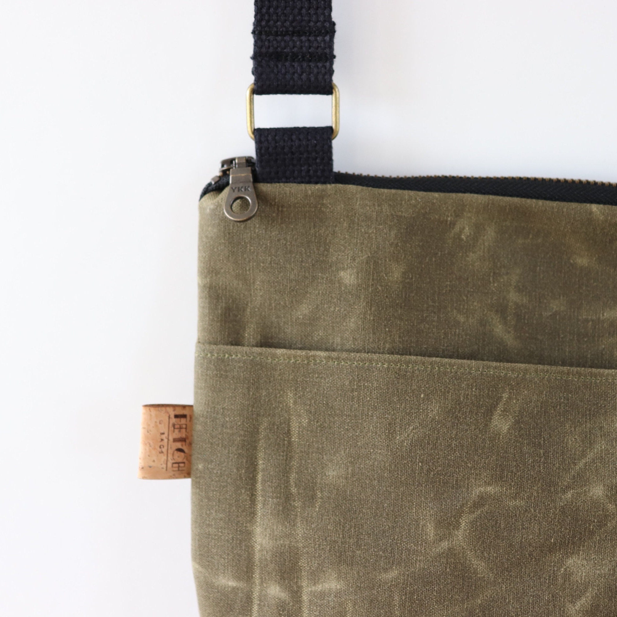 Rounded Waxed Canvas Crossbody Bag for Women and Men, With