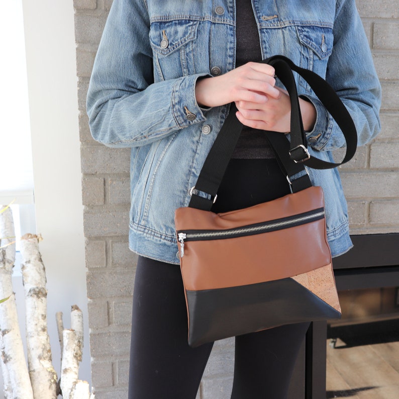 Vegan Leather Cross body bag for women, modern and chic. Caramel Vegan Leather Cross body bag for women, modern and chic. Caramel