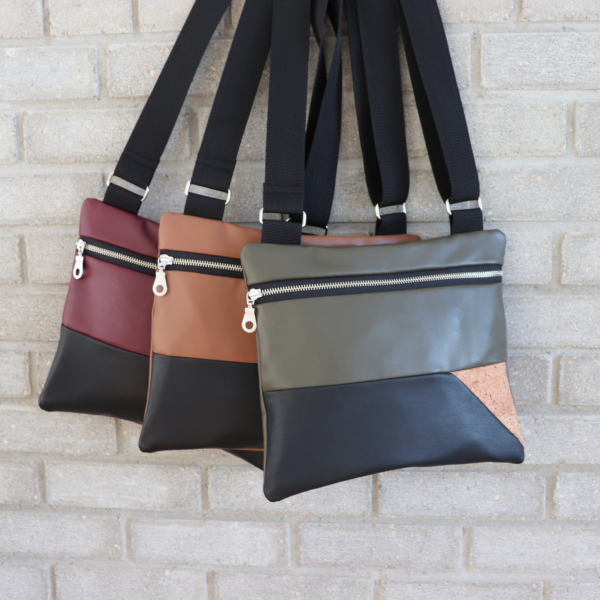 Vegan Leather Cross body bag for women modern and chic. Wine Etsy