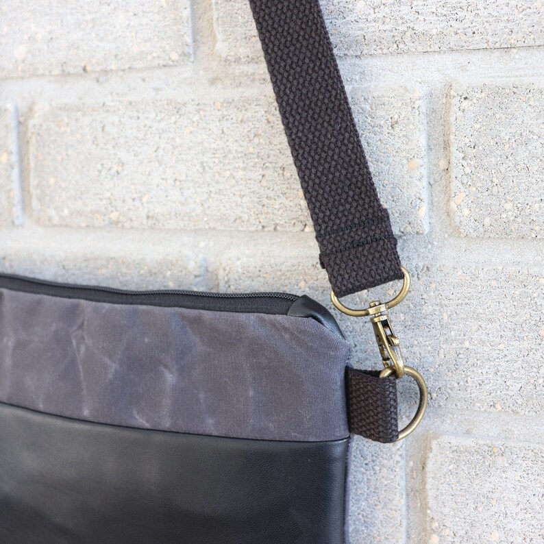 Modern and Minimalist Flat Hip Bag. and shopping Hipster Vegan Belt Bag for concerts travel Grey Waxed Canvas Fanny Pack for Women