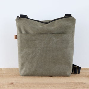 Très grand sac à bandoulière en toile délavée pour homme et femme. Sac à bandoulière en toile solide avec fermeture éclair et poches pour le voyage, la randonnée, le travail.