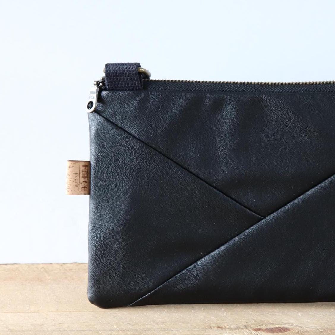 Small Black Vegan Leather Crossbody Bag: Geometric Design - Etsy