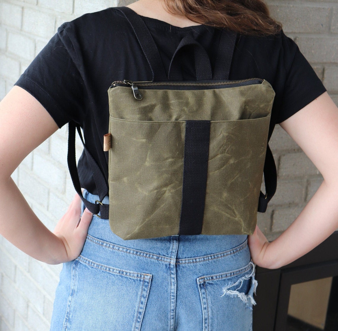 Waxed Canvas Backpack for Women. Small Backpack Purse for Etsy