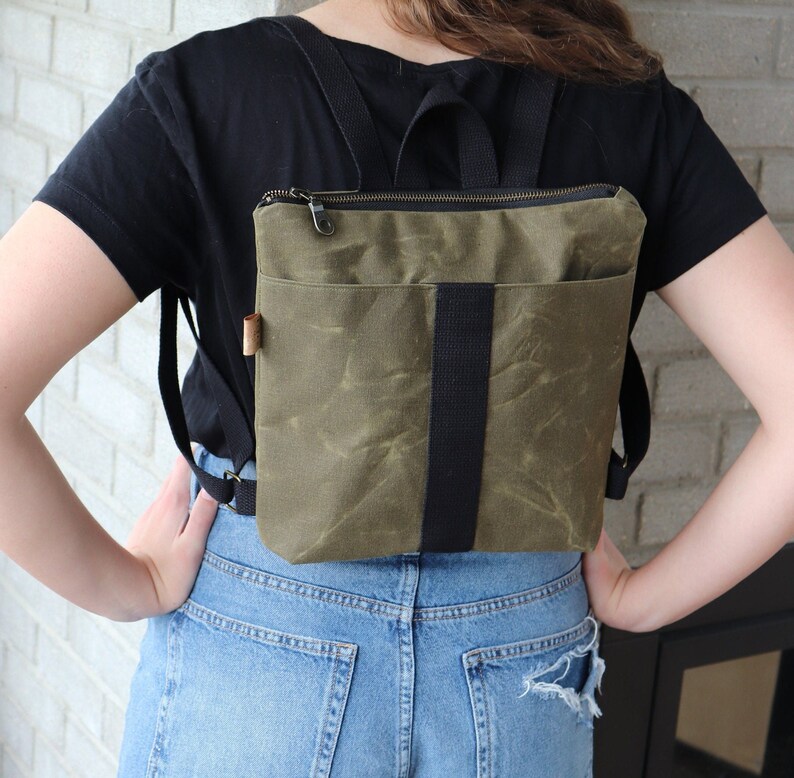 Waxed Canvas Backpack for Women. Small Backpack Purse for Etsy