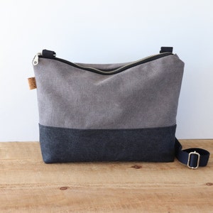 Sac à bandoulière en toile délavée bicolore pour homme et femme. Sac à main en toile décontracté pour un usage quotidien.