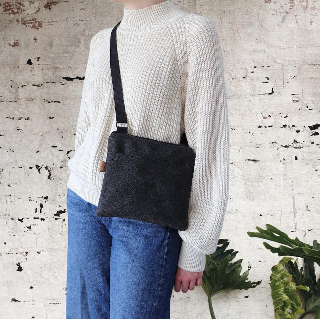 Small Canvas Crossbody Bag for Women and Men. Strong Slim Mini