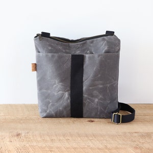 Rounded Waxed Canvas Crossbody Bag for Women and Men, With Rounded Waxed Canvas Crossbody Bag for Women and Men, With