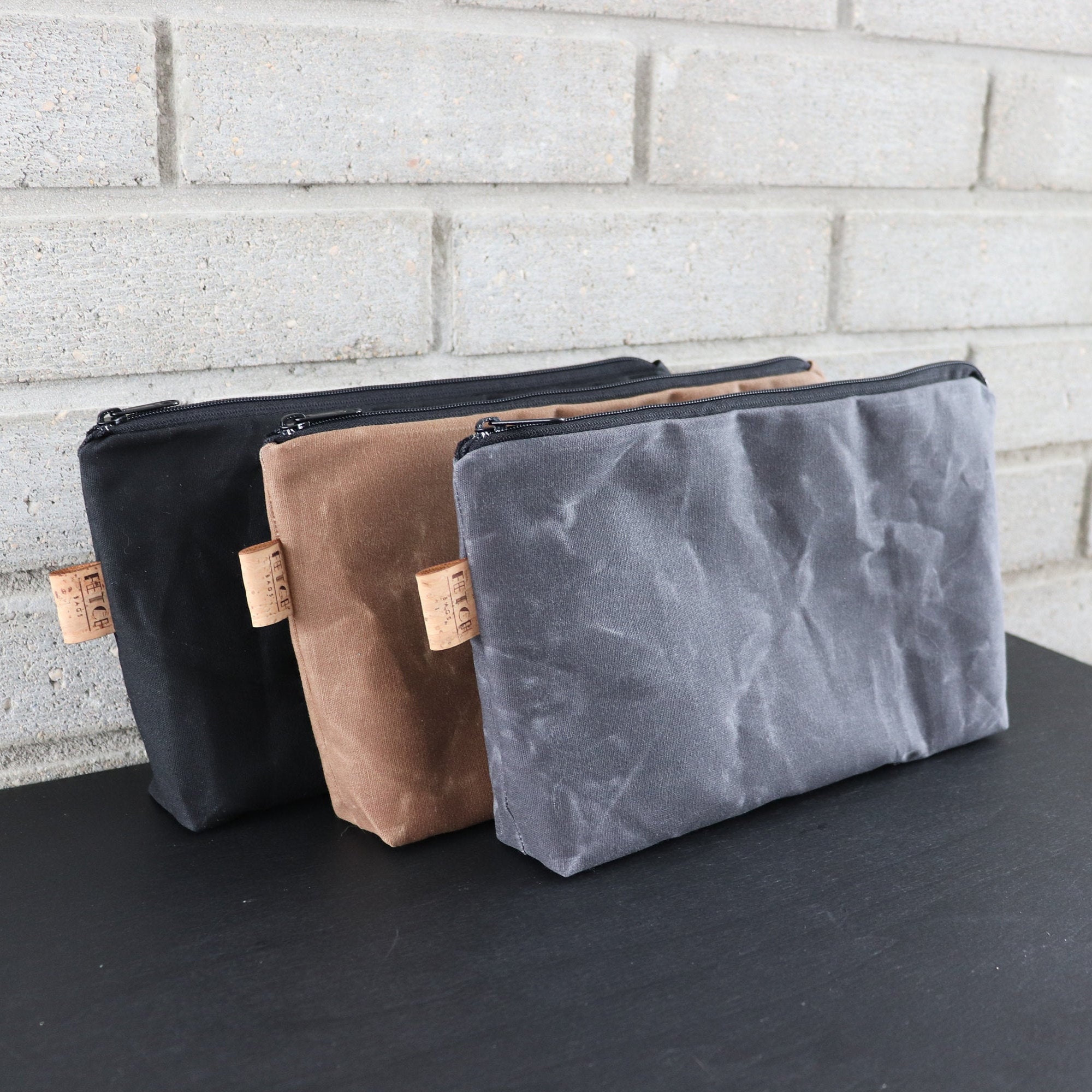 Small Waxed Canvas Pouch. Mens Zipper Pouch for cable cord Etsy