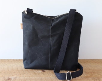 Waxed Canvas Crossbody Bag for women and men.  Casual Vegan Crossbody Purse for women for everyday, travel, hiking and shopping.