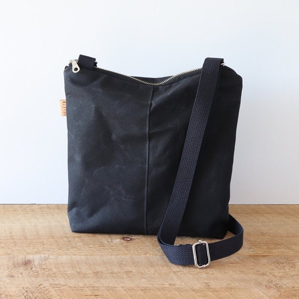 Waxed Canvas Crossbody Bag for women and men.  Casual Vegan Crossbody Purse for women for everyday, travel, hiking and shopping.
