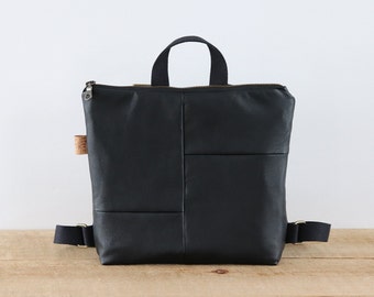 Geometric Vegan Leather Mini Backpack: Chic Travel Purse
