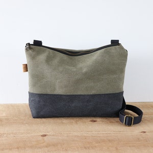 Sac à bandoulière en toile délavée bicolore pour homme et femme. Sac à main en toile décontracté pour un usage quotidien.