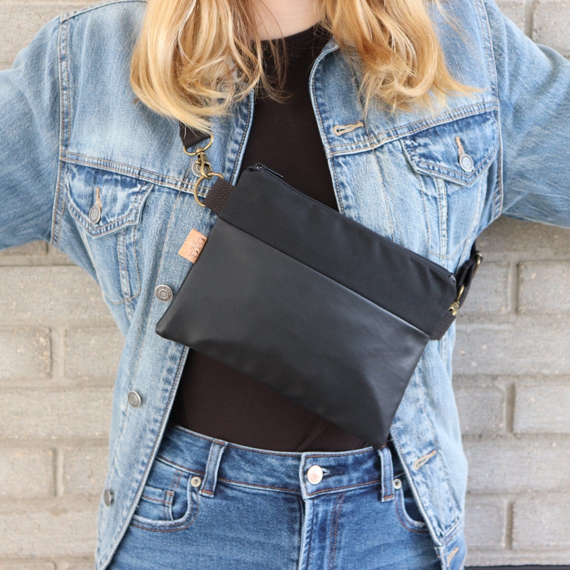 Black Waxed Canvas Fanny Pack for Women. Hipster Vegan Belt Etsy