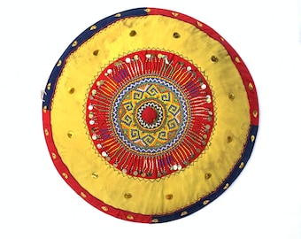 サンハット 560 mm イエロー サオン サオン ビーズ織り 熟成した収穫畑 ダヤック ボルネオ