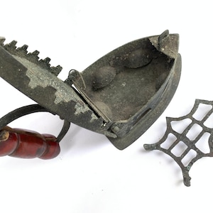 Ferro da stiro antico a carbone, scatola da stiro grande, 220 mm, per camicie, magliette, tessuto, tessuto, ottone, ottone antico