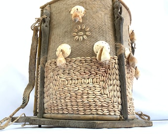 INFANT CARRIER 460mm Traditional Child Backpack Tribal Asia Rattan Seashell Wall Home Office Deco