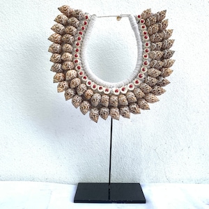 Seashell body Necklace: Irian Asmat Ocean Shells, Cotton Macrame