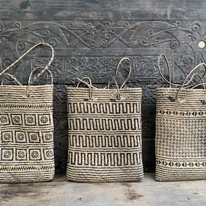 Tribal Bag (3 Pieces) Shoulder Bag Weaving Basket Tote Handbag Traditional Rattan Fiber Art