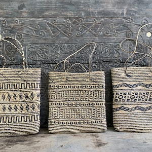 Traditional Bag (3 Pieces) Shoulder Bag Weaving Basket Tote Handmade Handbag Rattan Fiber Art