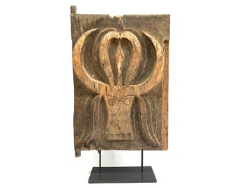 Antique Toraja Door Panel : Carved Water Buffalo, Indonesian traditional Art