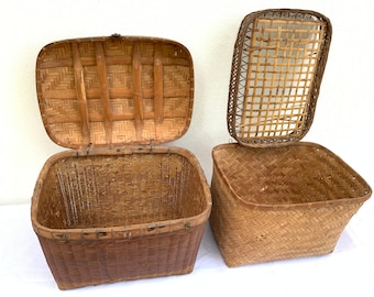 Farm Antique Basket (Large 460mm) Chinese Chest Woven Weaving Fiber Art