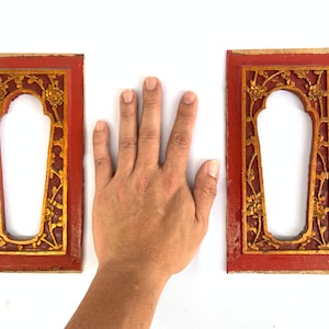 ANTIQUE FRAME (1 Pair) Chinese Mirror Panel Wood Carving Wall Deco Sculpture Painting