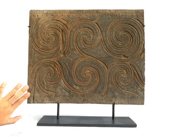 Artifact Panel (400mm x 480mm) Tongkonan Toraja Old Wall Painting Drawing Wood Carving