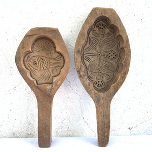 Antique Chinese Cake Molds: Wooden Biscuit Stamps, Circa 1930