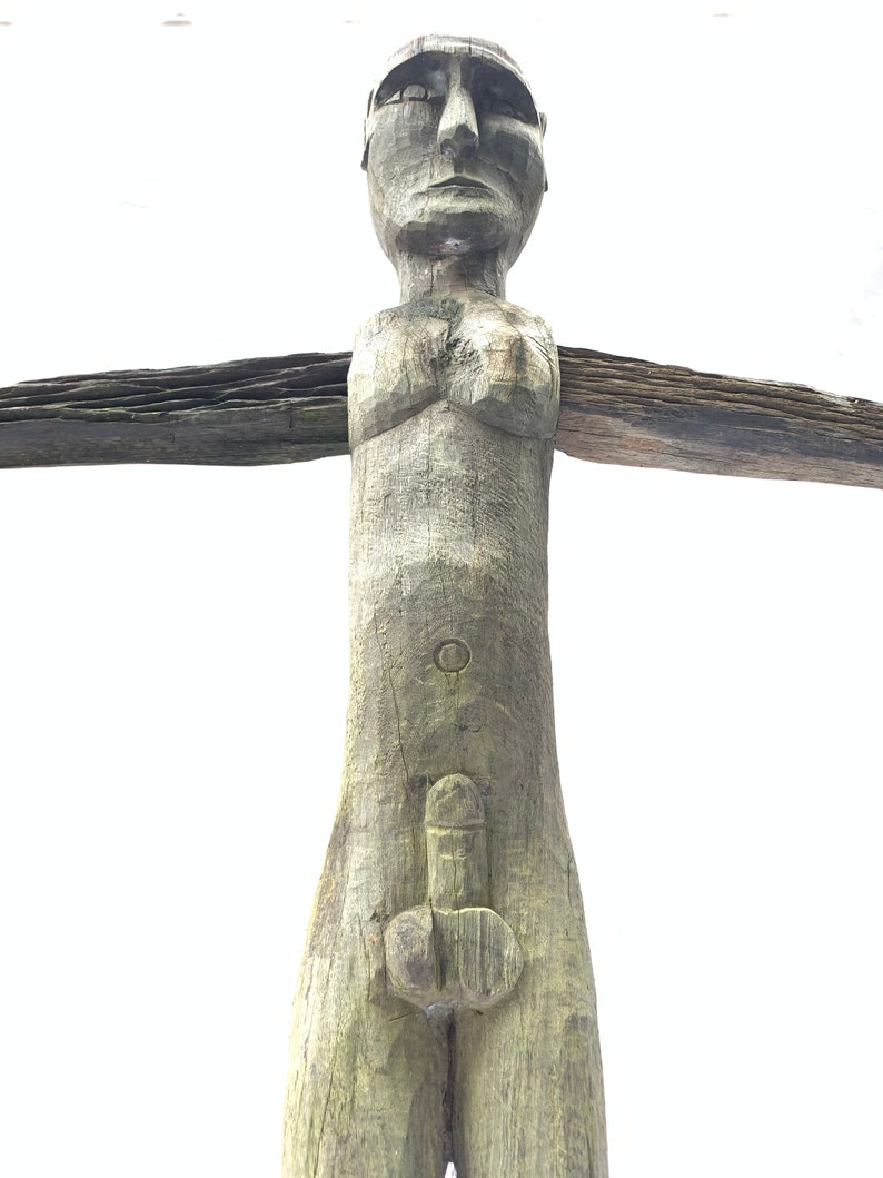 PENIS FERTILITY STATUE 940mm Dayak Bahau Dyak Antique Figure Sculpture