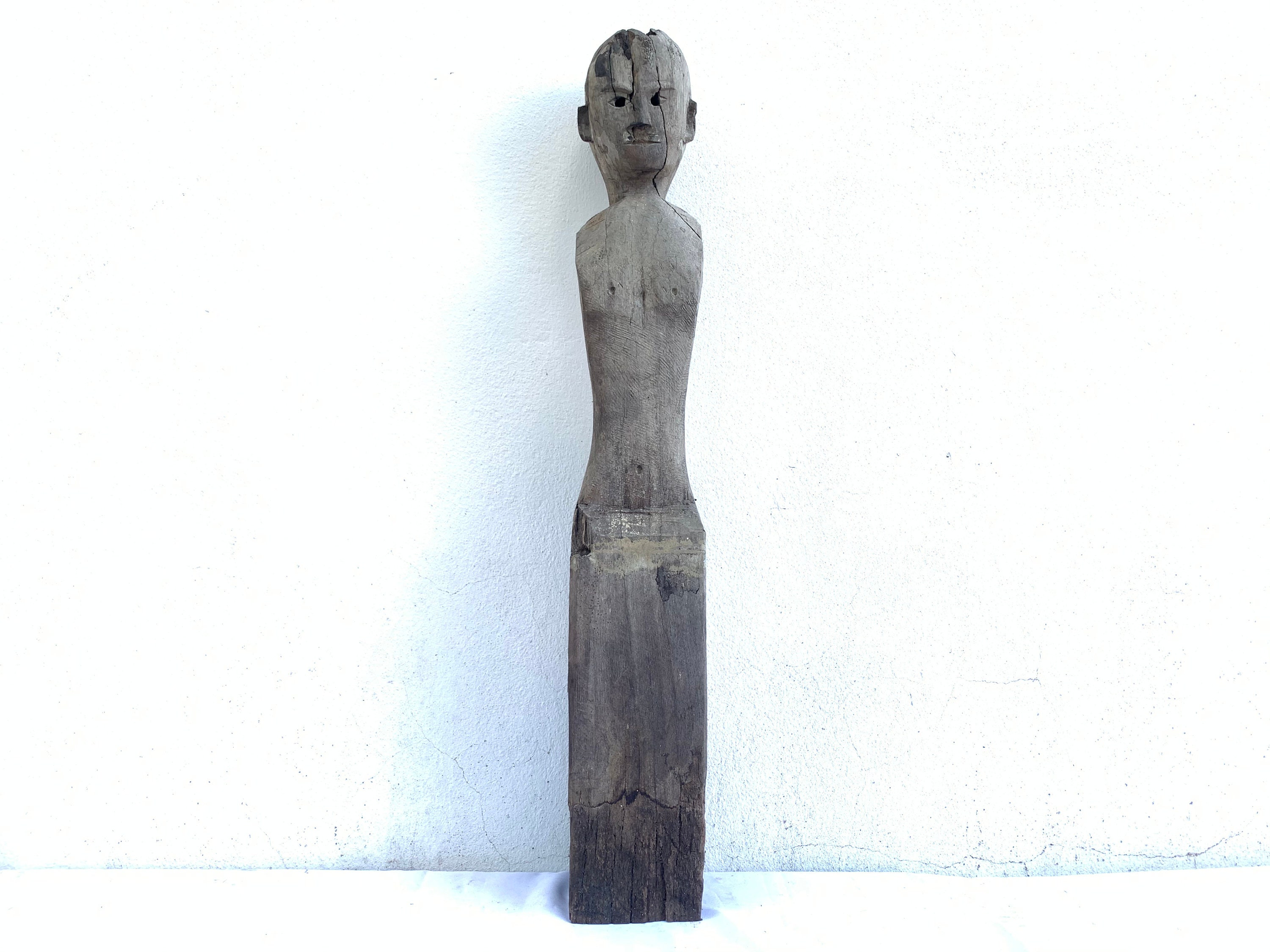 IRONWOOD Dayak 830mm STATUE POLE Patung Dyak Figure Authentic Aged Sculpture