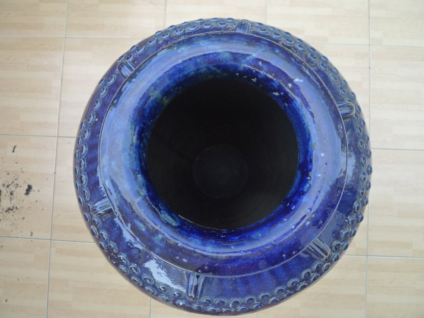 希少な33インチ青釉陶器壺：清朝風 - Etsy 日本