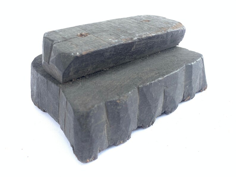 Malaysian Tibetan Nepalese Vintage Ink Block Stamp Antique Wooden Block Chop Textile Fabric Print #6