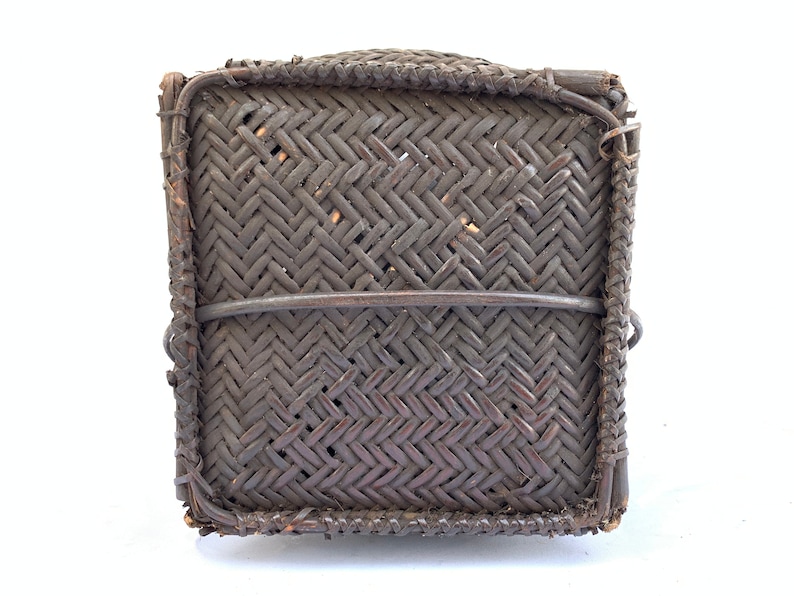 Forest Basket 320mm Antique Fiber Art Bakul Tambok Weaving Woven Art Dayak Borneo