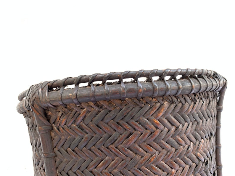 Forest Basket 320mm Antique Fiber Art Bakul Tambok Weaving Woven Art Dayak Borneo